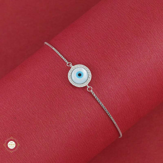 Sterling Silver Sparkling Evil Eye Bracelet