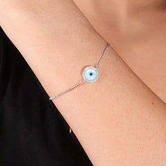 Sparkling Silver Treasure Evil Eye Bracelet