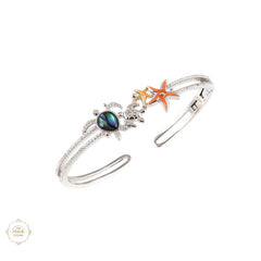 Sterling Silver Sparkling Starfish & Turtle bracelet