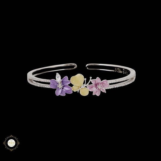 Sterling Silver Sparkling Floral Fant Bracelet