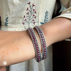 Sterling Silver Dilkash Ruby Bangle