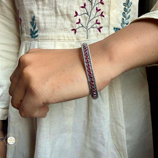 Sterling Silver Dilkash Ruby Bangle