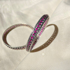 Sterling Silver Stone Bangle