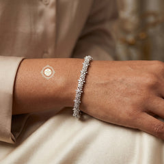 Sparkling Silver Floral Radiance Bracelet