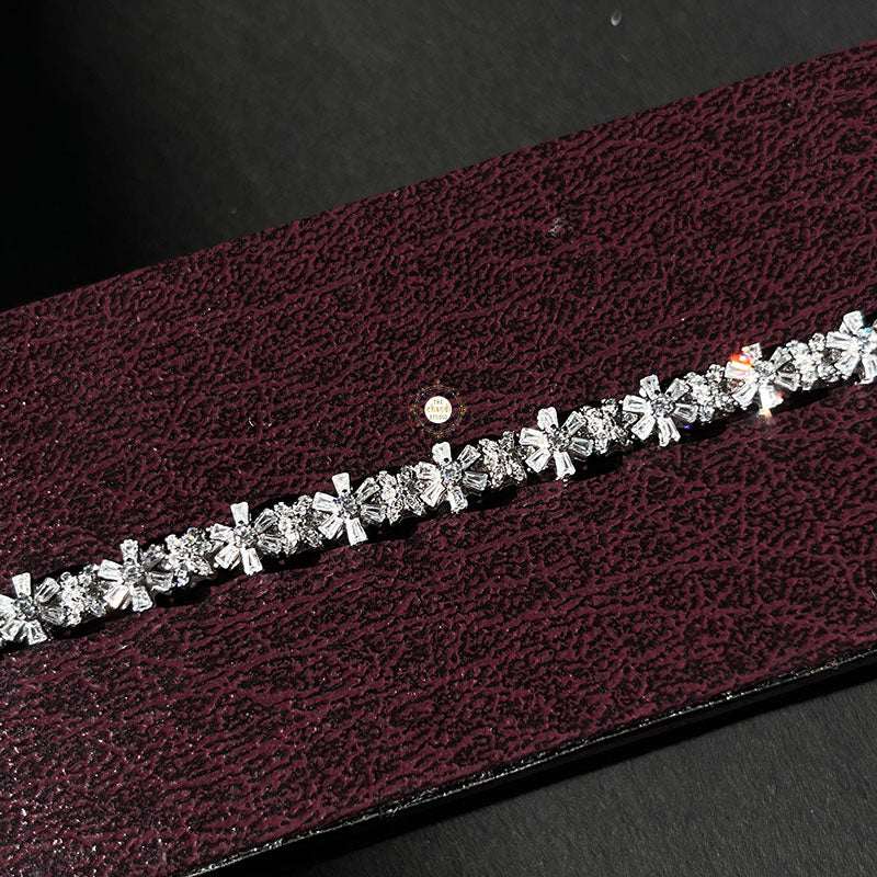 Sparkling Silver Floral Radiance Bracelet