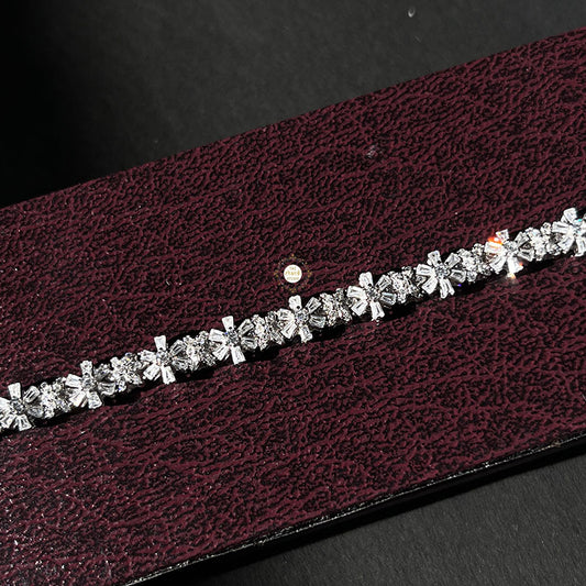 Sparkling Silver Floral Radiance Bracelet