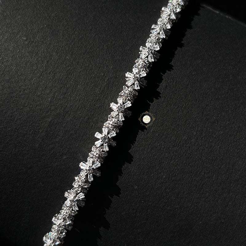 Sparkling Silver Floral Radiance Bracelet
