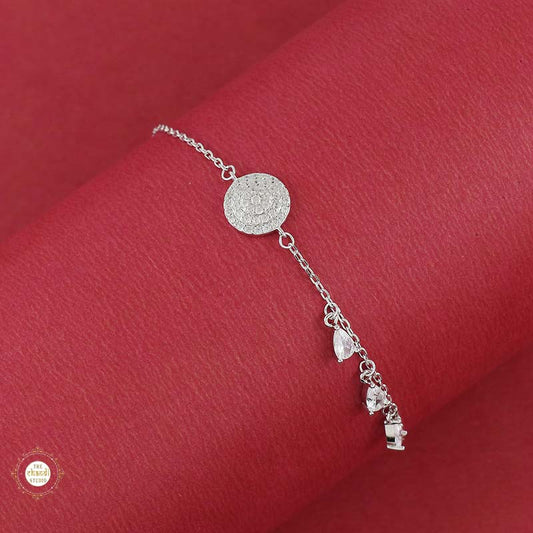 Sterling Silver Sparkling Drop Chain Bracelet