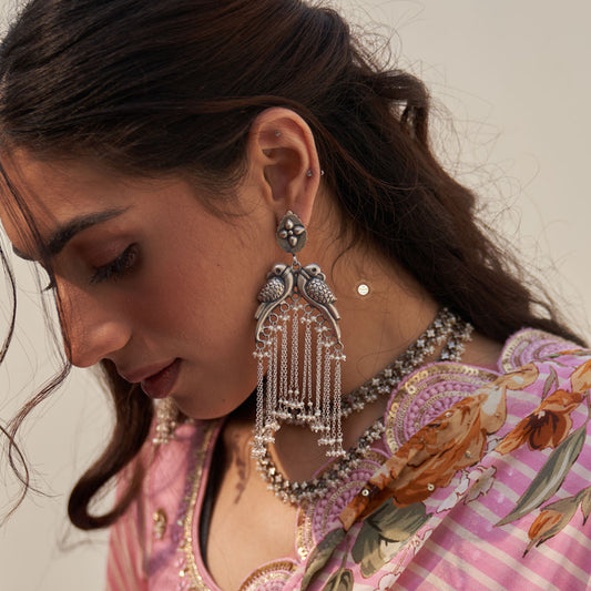 Sterling Silver Pearl Parrot Earring