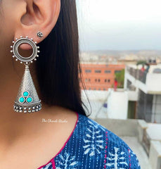 Sterling Silver Stone Jhumki