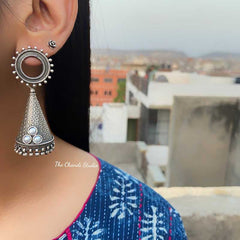 Sterling Silver Stone Jhumki