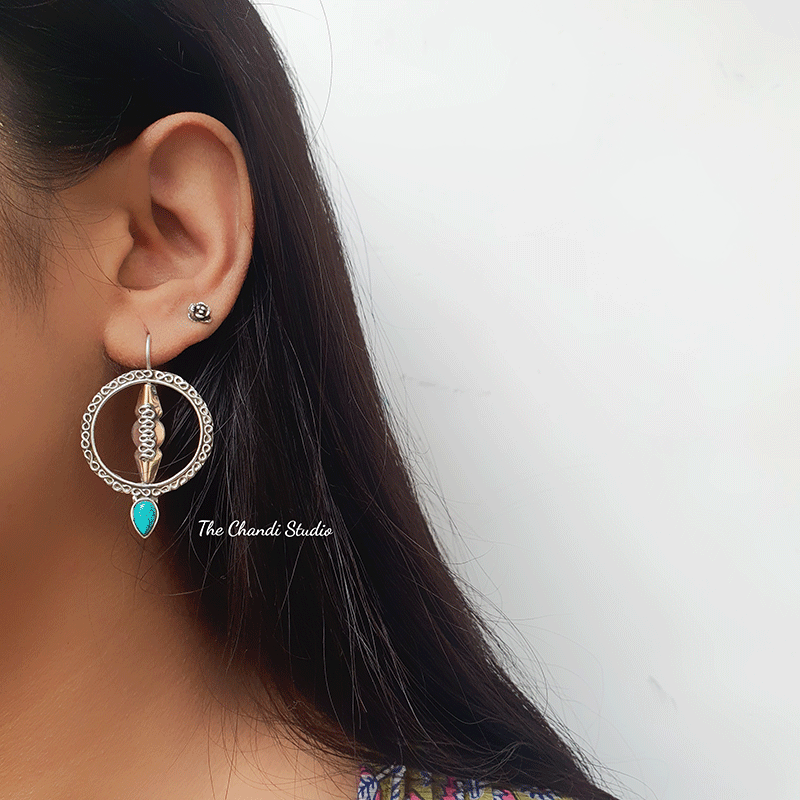 Copper Infused Silver Hoop Earring