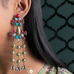 Dual Tone Chandelier Festive Ball Drop Earring