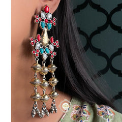 Dual Tone Chandelier Festive Ball Drop Earring