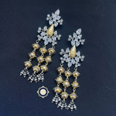 Dual Tone Chandelier Festive Ball Drop Earring