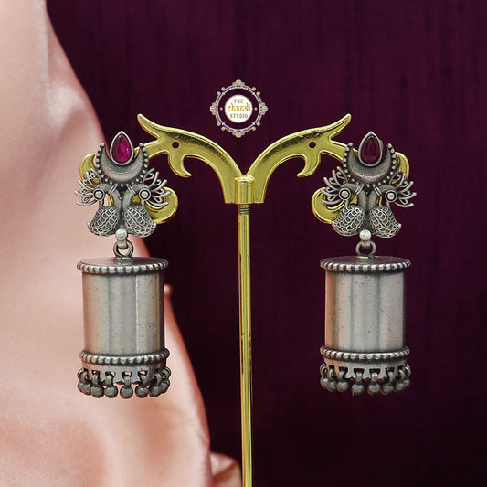 Romantic Peacock Cylindrical Jhumka