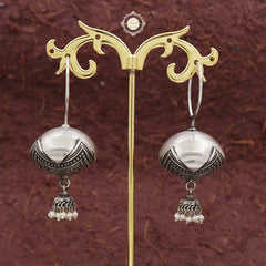 Emboss Ball Drop With Pearl Jhumki Earring