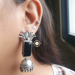 Stone Lotus Jhumki Earring