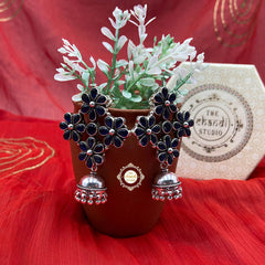 925 Sterling Silver Bunch Of Flower With Jhumki Earring