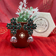 925 Sterling Silver Bunch Of Flower With Jhumki Earring