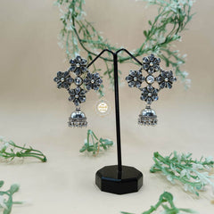 925 Sterling Silver Bunch Of Flower With Jhumki Earring