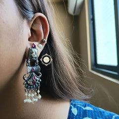 Dilkash Peacock Pearl Drops Earring