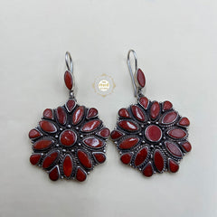 Floral Hoop Earring -Semi Precious