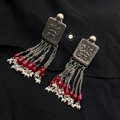 Emboss Stone Drop Earring