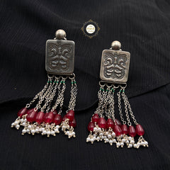 Emboss Stone Drop Earring