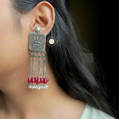 Emboss Stone Drop Earring