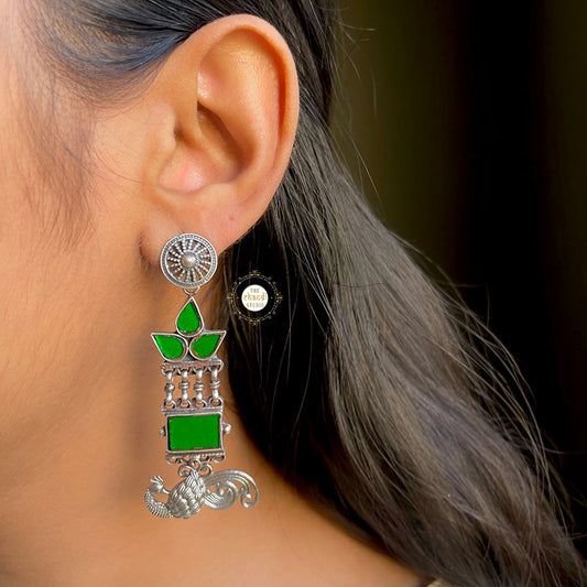 Peacock Glass Earring