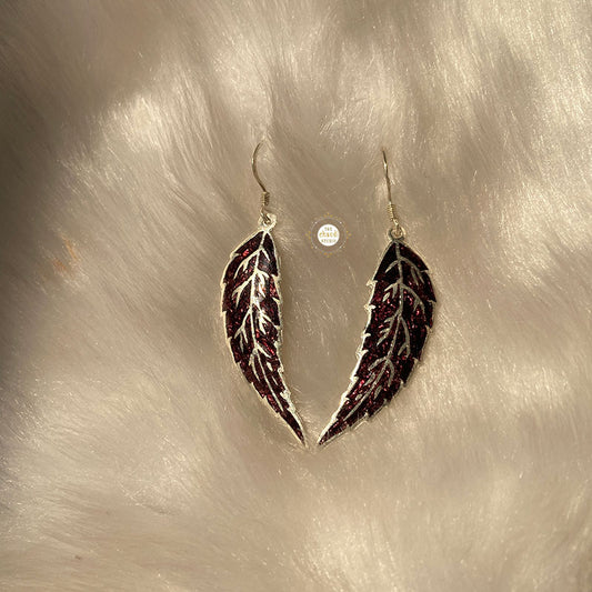 Dainty Leaf Hook Enamel Earring