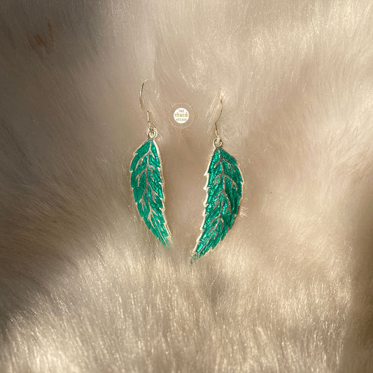 Dainty Leaf Hook Enamel Earring