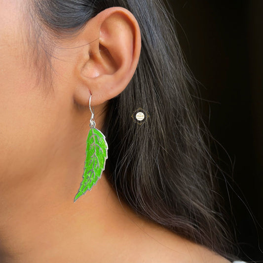 Dainty Leaf Hook Enamel Earring