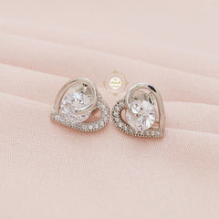 Sparkling Silver Heart Stud