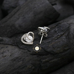 Sparkling Silver Heart Stud