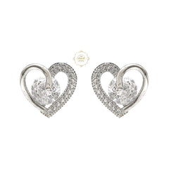 Sparkling Silver Heart Stud