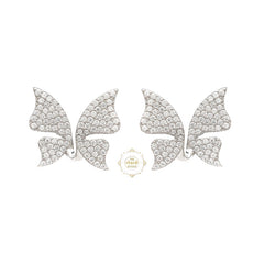 Sparkling Silver Butterfly Wings Earring