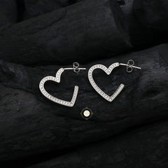 Sparkling Silver Heart Earring