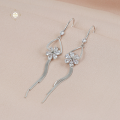 Sparkling Silver Exotic Flower Earring