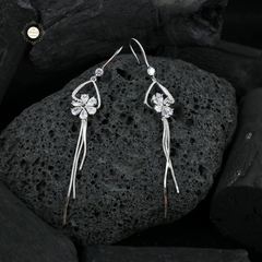 Sparkling Silver Exotic Flower Earring