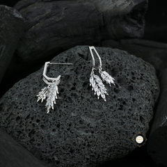 Sparkling Silver Leaf Dangle Earring