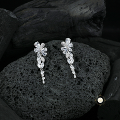 Sparkling Silver Exotic Flower Earring