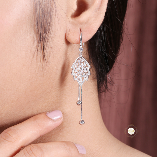 Sparkling Silver Leaf Dangle Earring