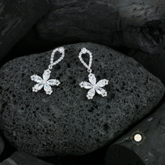 Sparkling Silver Floral Delight Drop Earrings