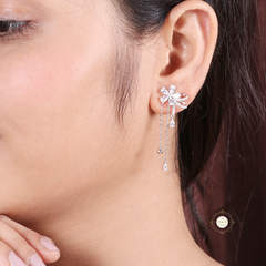 Sparkling Silver Floral Delight Earring