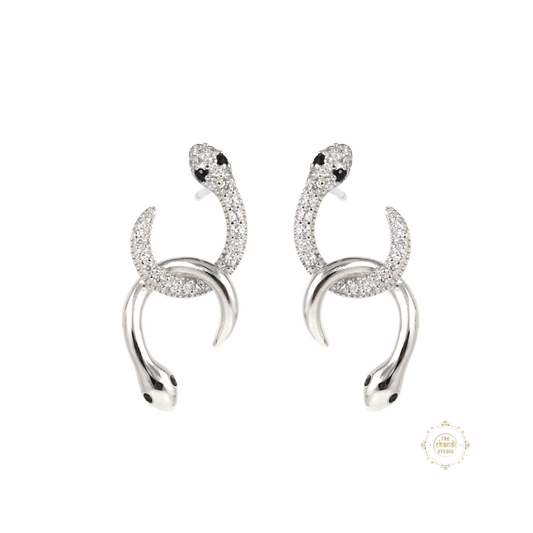 Sparkling Silver Statement Snake Earring