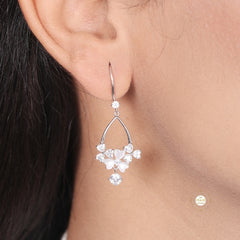 Sparkling Silver Blossom Drop earring