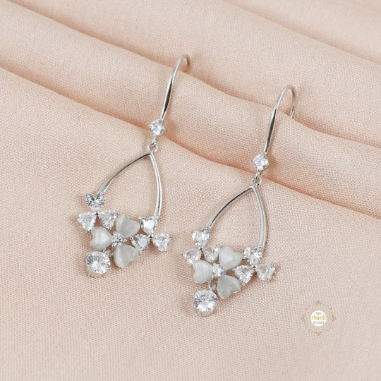 Sparkling Silver Blossom Drop earring