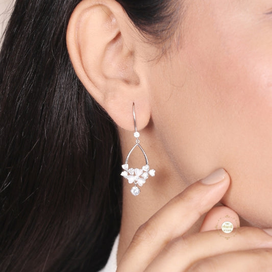 Sparkling Silver Blossom Drop earring